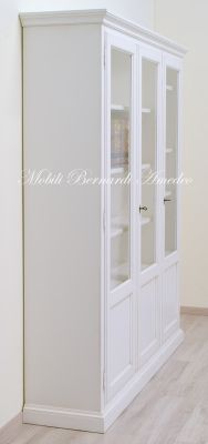Libreria smontabile classica in legno con finitura bianco anticato